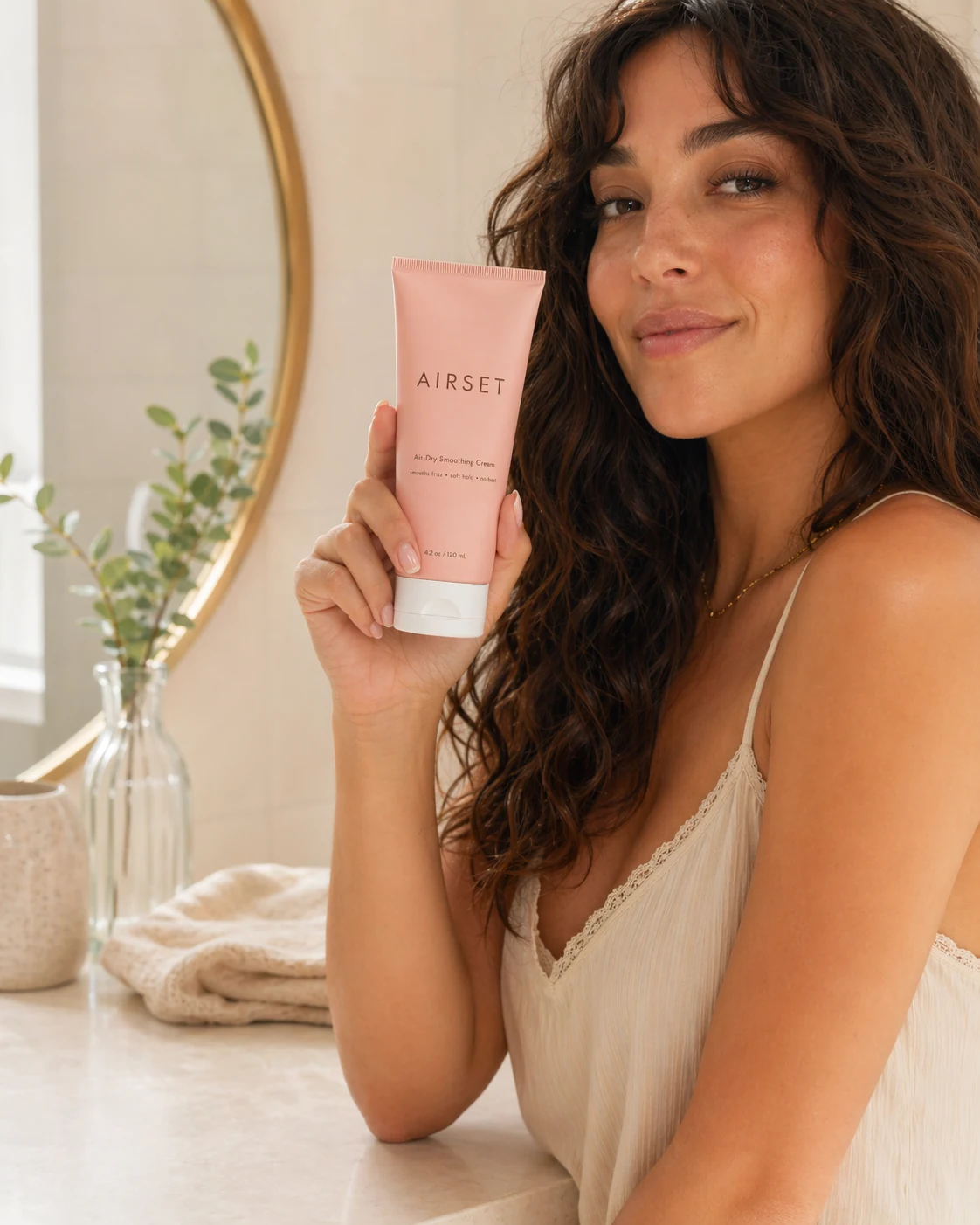 Haircare product concept showing a smooth air-dry routine.